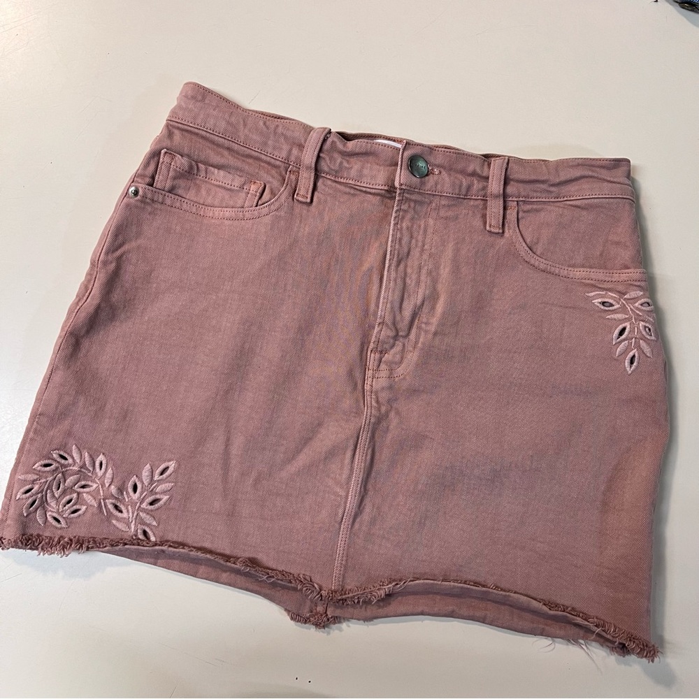FRAME DENIM Dark Purple Pale Mauve Embroidered Mini Skirt size 27
